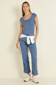 Cap-Sleeve Henley T-Shirt